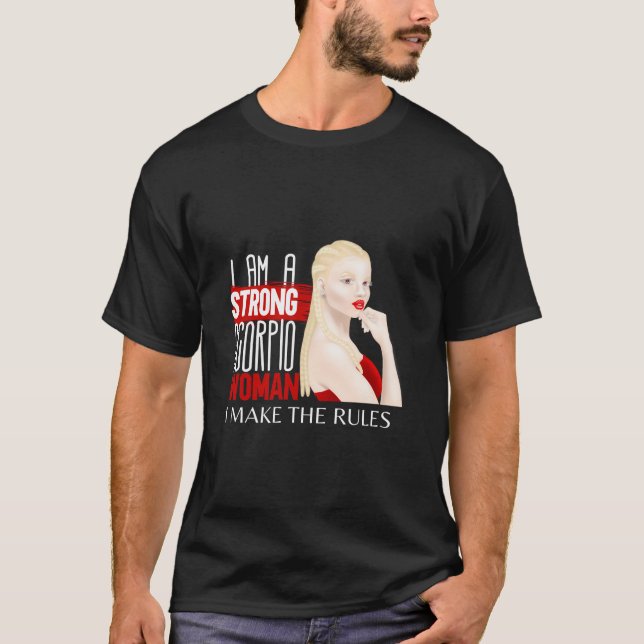 Strong Scorpio Woman With Albinism Zodiac Birthday T-Shirt (Front)