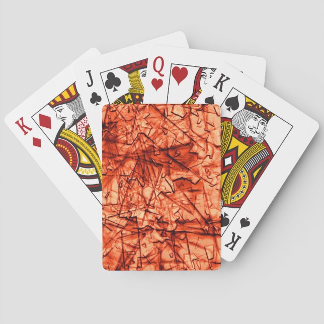 Strong scratches and spotted coral on relief poker cards (Back)