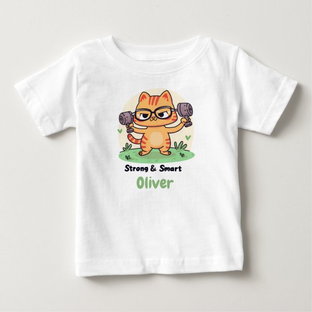 Strong Smart Cat Baby T-Shirt (Front)