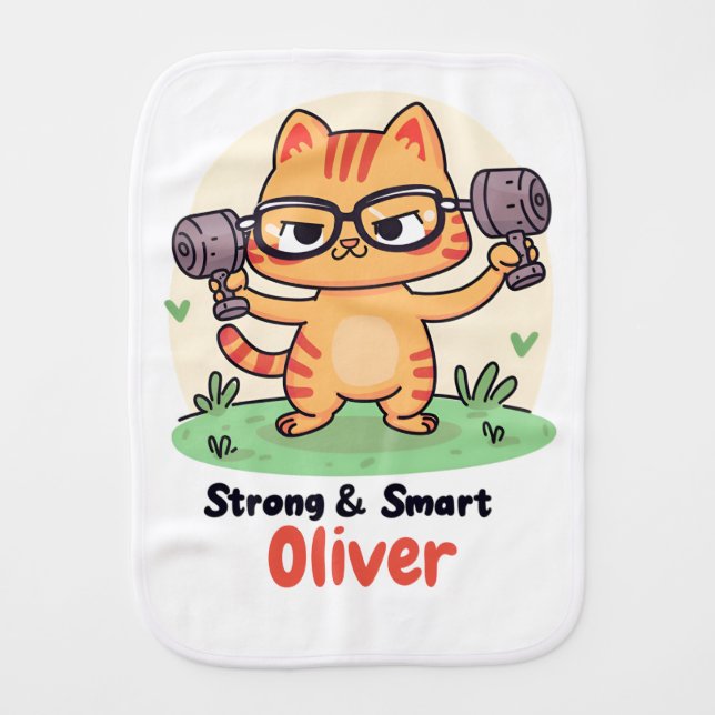 Strong Smart Cat Burp Cloth (Front)