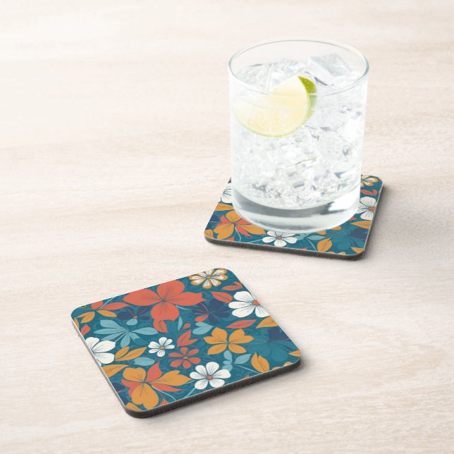 Strong Summer Floral Pattern Beverage Coaster (Right Side)