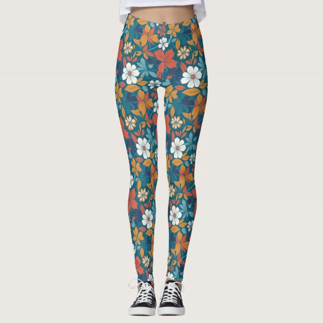 Strong Summer Floral Pattern Leggings (Front)