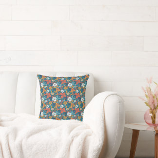 Strong Summer Floral Pattern Throw Pillow