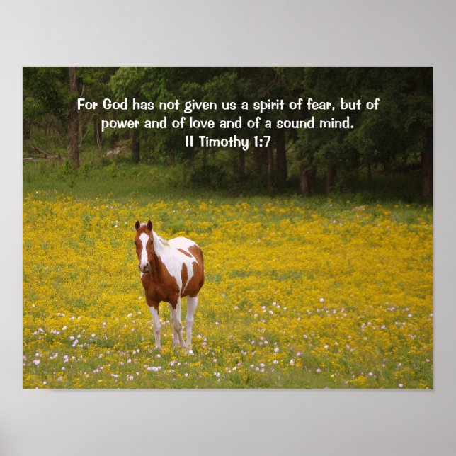 Strong Sweet Horse and Scripture 2 Timothy 1:7 Poster (Front)