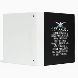Strong Swimmer Swim Swimming Gifts For Men Women 3 Ring Binder