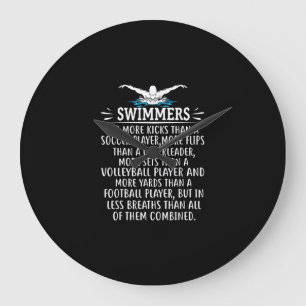 Strong Swimmer Swimming Gifts For Men Women Large Clock