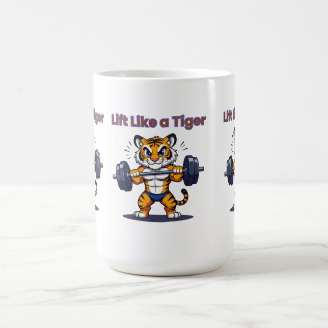 **Strong Tiger – Cute Tiger Lifting Weights Illust Coffee Mug (Center)