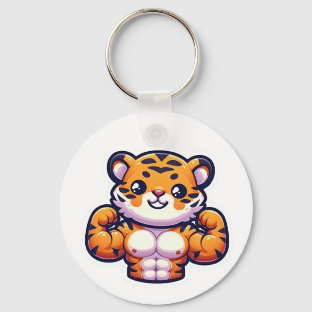 Strong Tiger Temporary Tattoo Keychain (Front)