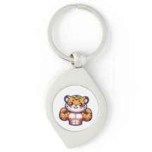 Strong Tiger Temporary Tattoo Keychain
