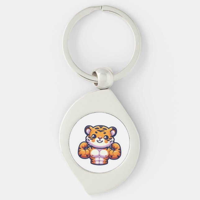 Strong Tiger Temporary Tattoo Keychain (Front)