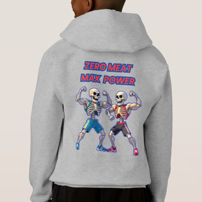 Strong to the Bone – Funny Skeleton Muscle Design Hoodie (Back)
