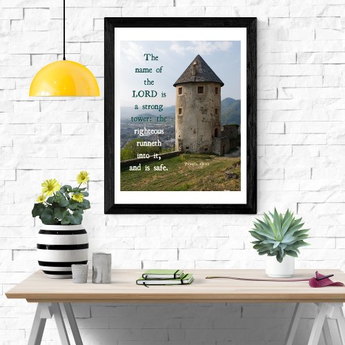 Strong Tower Proverbs 18 KJV Bible Verse Wall Art