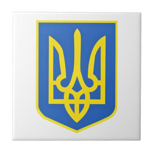 Strong Ukraine Coat Of Arms _ Freedom Always Wins  Ceramic Tile