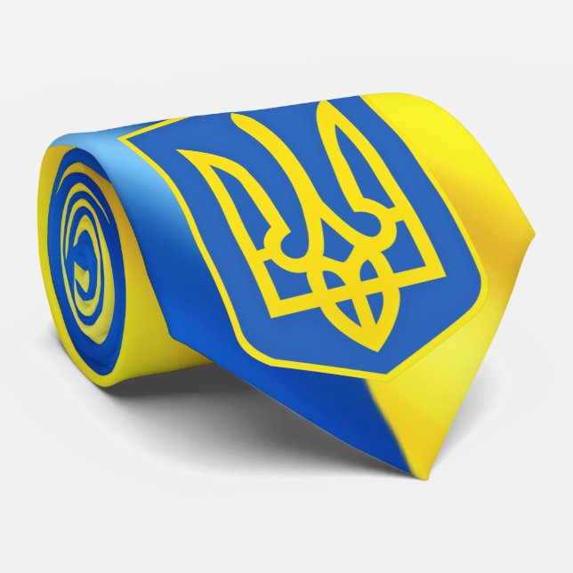 Strong Ukraine Coat Of Arms - Freedom Always Wins  Neck Tie (Rolled)