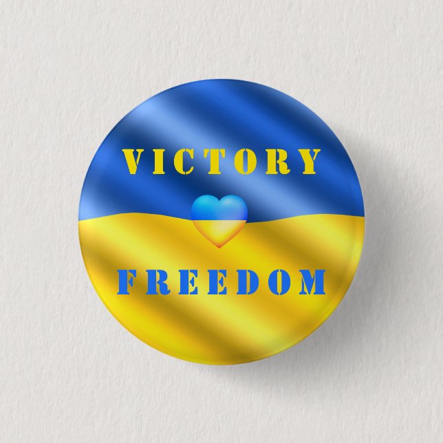 Strong Ukraine - Ukrainian Flag - Freedom Victory  Button (Front)