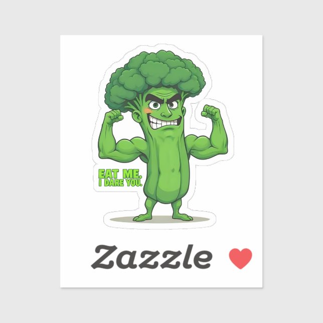 Strong Veggies Club-Flexing Broccoli Funny Cartoon Sticker (Sheet)