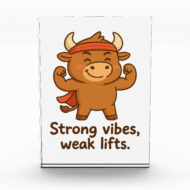 Strong Vibes, Weak Lifts – Coach Bullio’s Signatur Acrylic Award (Front)