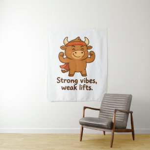 Strong Vibes, Weak Lifts – Coach Bullio Style Tapestry