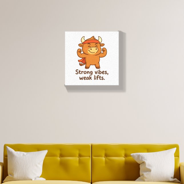 Strong Vibes, Weak Lifts – Funny Bullio Photo Tile (Living Room)