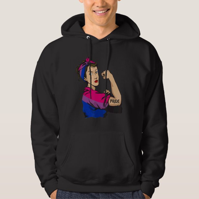 Strong woman BIsexual Pride LGBT Mom Hoodie (Front)