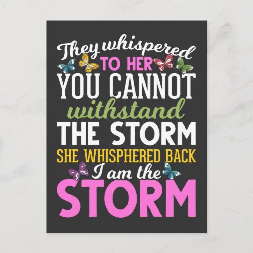 Strong Woman Butterfly Rainbow Storm Women Postcard