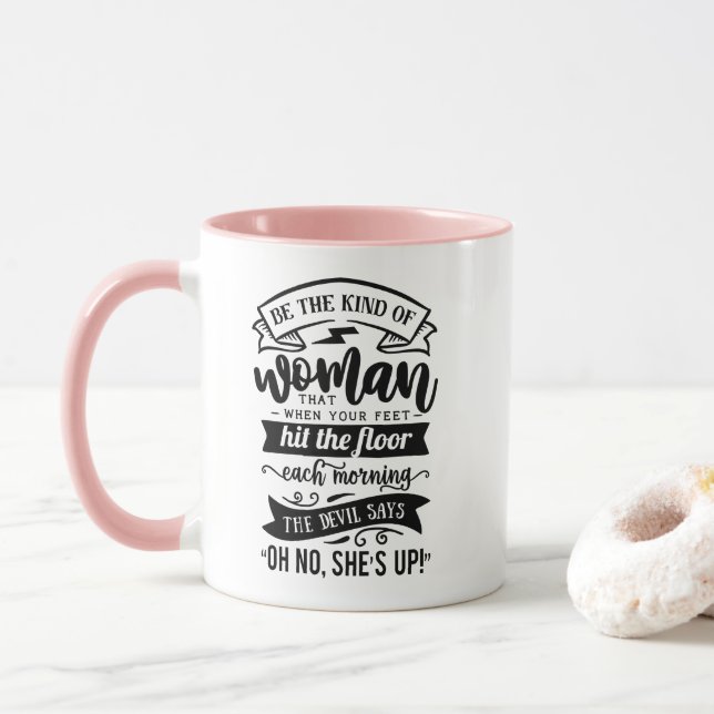 Strong Woman Christian Religious Quote Coffee Mug (With Donut)