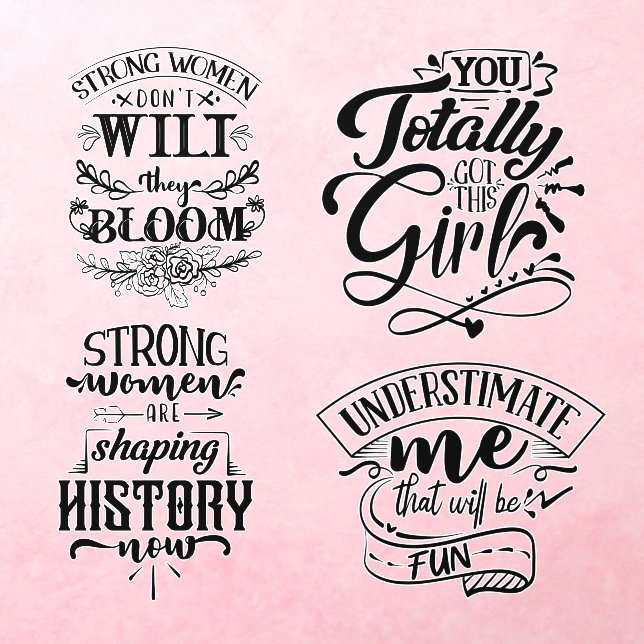 Strong Woman Girl Power quotes Bundle set  Wall Decal (Insitu 3)