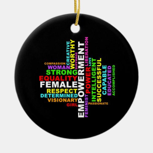 Strong Woman Word Cloud Ceramic Ornament