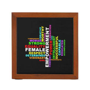 Strong Woman Word Cloud Desk Organizer
