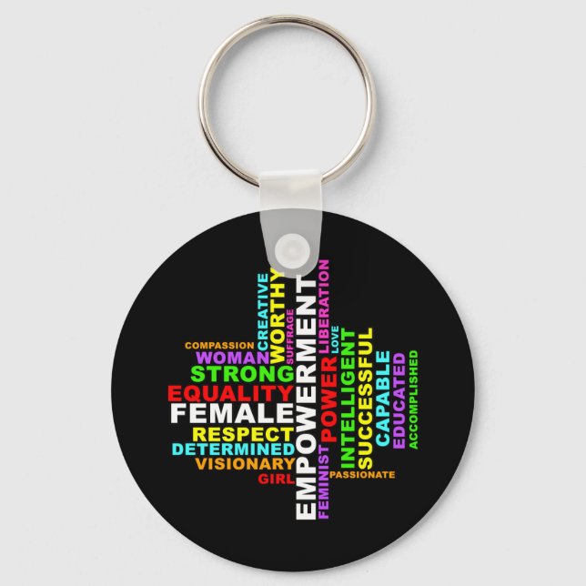 Strong Woman Word Cloud Keychain (Front)