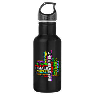 Strong Woman Word Cloud Stainless Steel Water Bottle