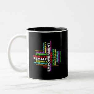 Strong Woman Word Cloud Two-Tone Coffee Mug