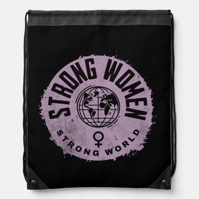 Strong Women Inspirational  Quote Drawstring Bag (Front)