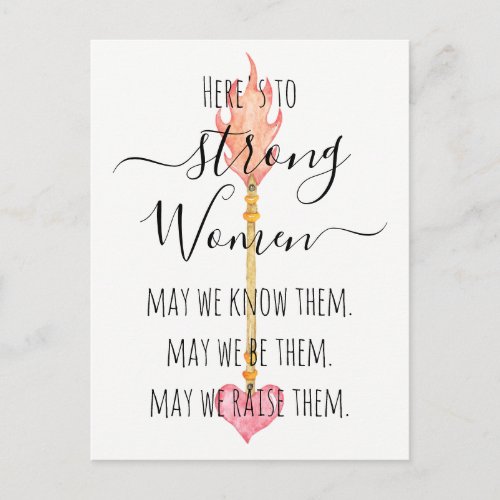 Strong Women Inspirational Watercolor Arrow Quote  Postcard