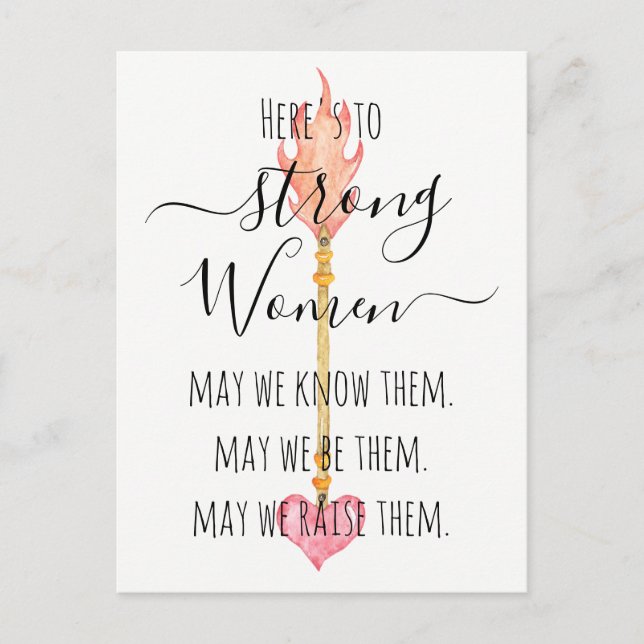 Strong Women Inspirational Watercolor Arrow Quote  Postcard (Front)