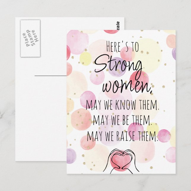 Strong Women Motivational Watercolor Bubbles Postcard (Front/Back)