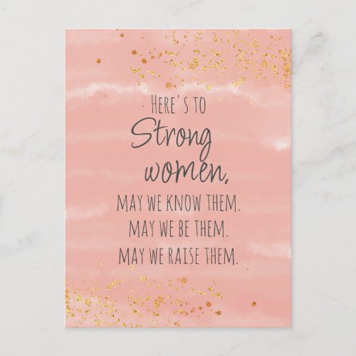 Strong Women Quote Gold Blush Postcard