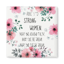 Strong Women Quote Pink Floral Graduation Gift
