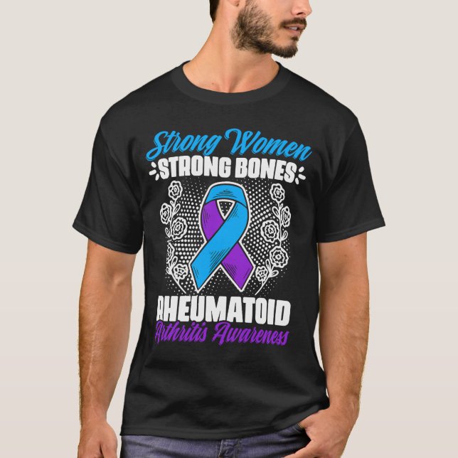Strong Women Ribbon Rheumatoid Arthritis Awareness T-Shirt (Front)