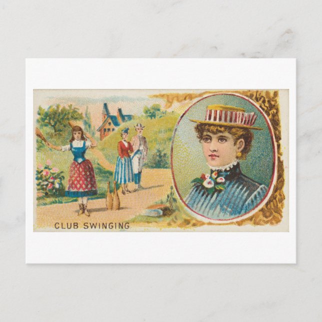 Strong Women Series #45: Club Swinging Vintage Postcard (Front)