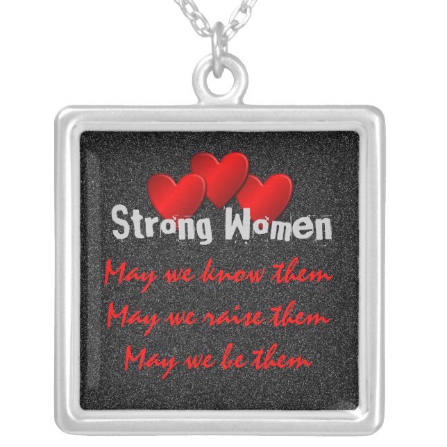 Strong Women Silver Plated Necklace (Front)