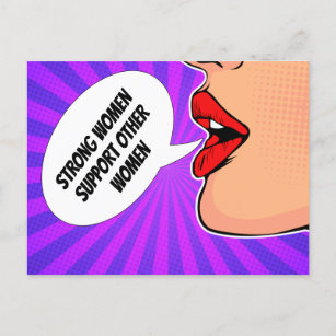 Strong Women Support Each Other Feminist Pop Art Postcard