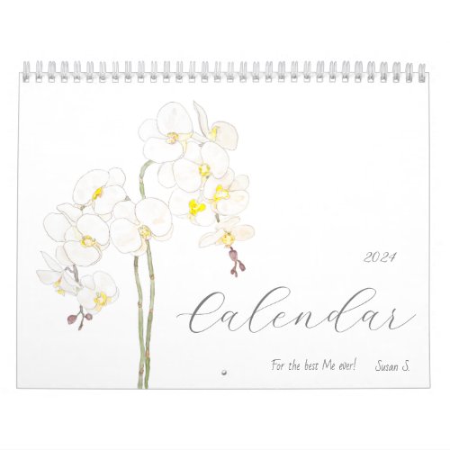 strong women white flowers  calendar 2024