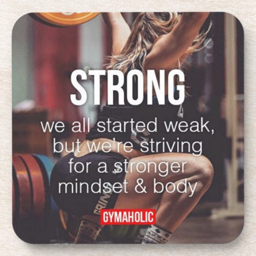 STRONG Womens Weight Lifting Inspirational Words Coaster