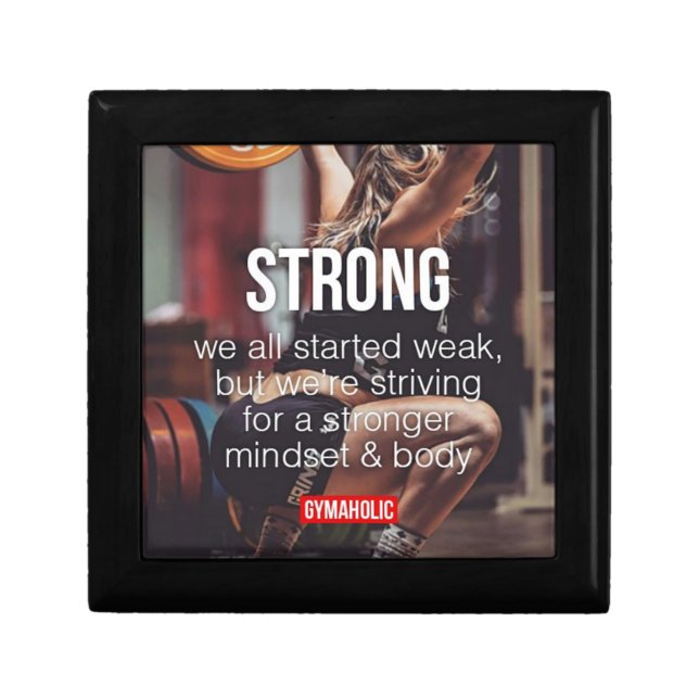 STRONG, Women's Weight Lifting Inspirational Words Jewelry Box (Front)