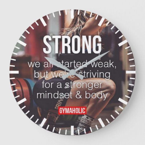 STRONG Womens Weight Lifting Inspirational Words Large Clock