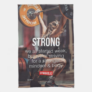 STRONG, Women's Weight Lifting Inspirational Words Towel