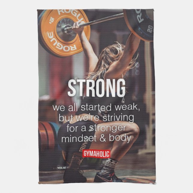 STRONG, Women's Weight Lifting Inspirational Words Towel (Vertical)