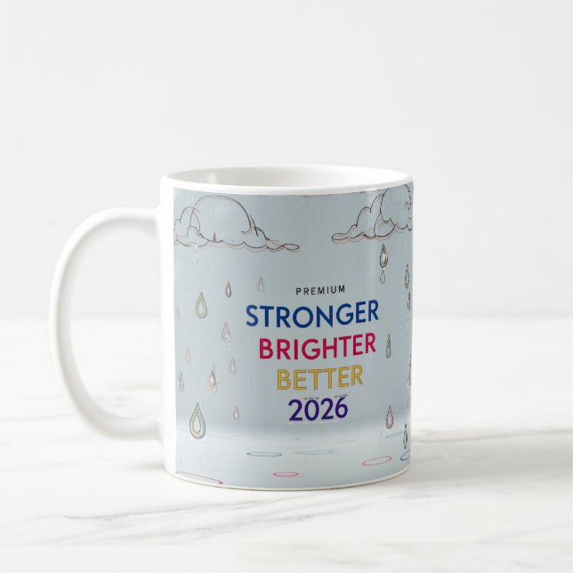 Stronger Brighter Better 2026 | Surreal Sketch Art Coffee Mug (Left)