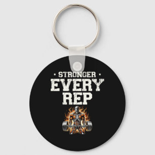 Stronger Every Rep Weightlifter Bodybuilding Bodyb Keychain